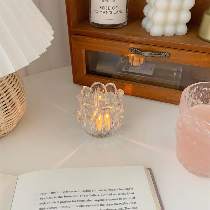 Glass Tulip Candle Holder